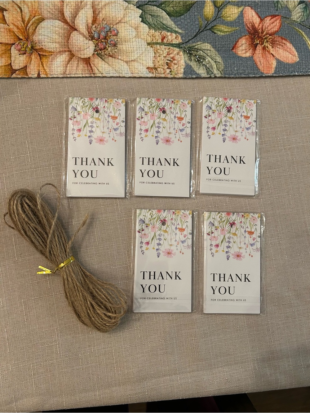 50 Floral Paper Thank You Tags